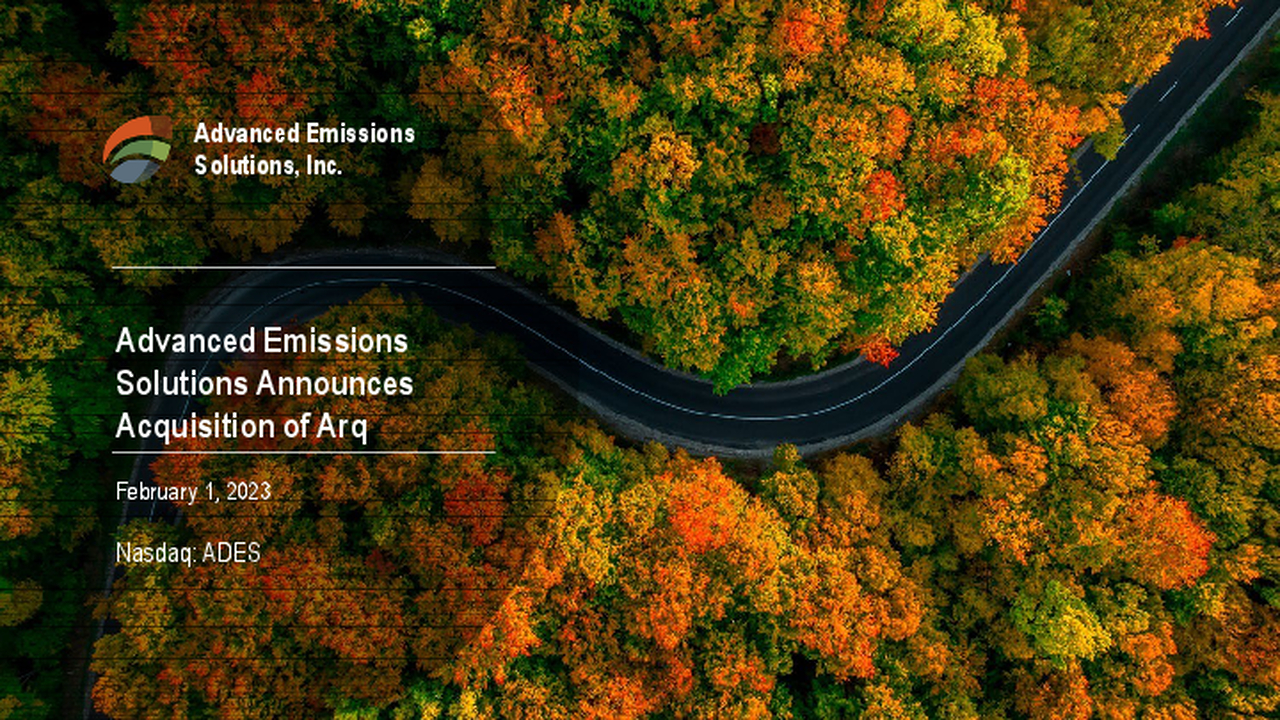 Advanced Emissions Solutions Announces Acquisition of Arq
